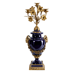 Подсвечник из темно-синего фарфора с бронзовыми элементами и цветами Eden Garden варинант исполнения - 1 | Loft Concept в Твери