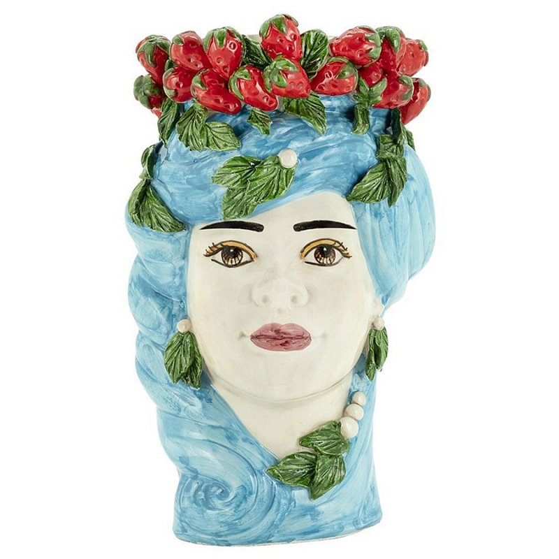 Ваза Vase Strawberries Head Lady Azure Белый Красный Зеленый Голубой в Твери | Loft Concept 