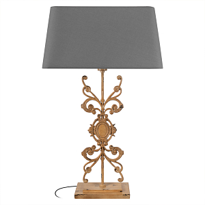 Настольная лампа на ажурном чугунном основании с серым абажуром Openwork Lamp