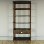 Стеллаж Elsa Dreams Walnut со стеклянными полками и ящиком варинант исполнения - 4 | Loft Concept в Твери