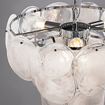 Люстра из белых стеклянных дисков на серебрянном каркасе White Glowing Reflectors варинант исполнения - 5 | Loft Concept в Твери