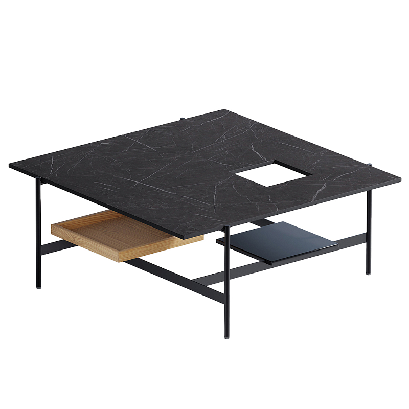 Karat журнальный столик цвета тёмный камень с съемным подносом Серый Черный в Твери | Loft Concept 