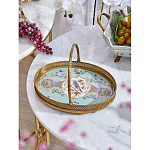 Блюдо овальное с ручкой и голубым фарфоровым дном с цветочным рисунком Blue Garden варинант исполнения - 3 | Loft Concept в Твери