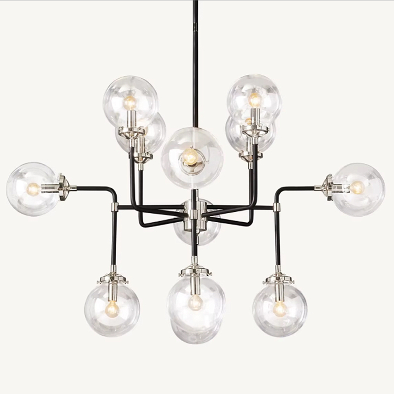 Люстра БИСТРО GLOBE CLEAR GLASS SILVER CHANDELIER 8 Черный Серебряный Прозрачное Стекло в Твери | Loft Concept 