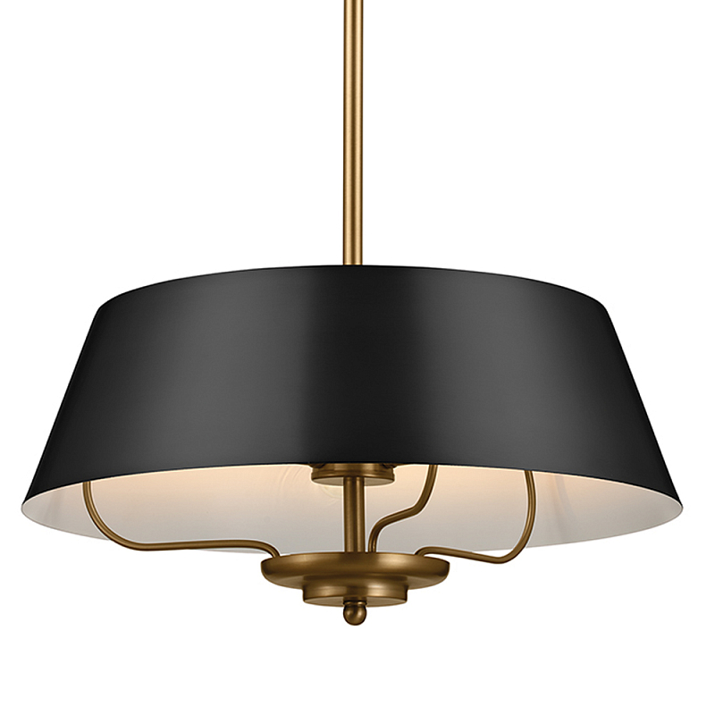 Подвесной светильник с конусовидным металлическим абажуром черного цвета Kichler Латунь Черный в Твери | Loft Concept 