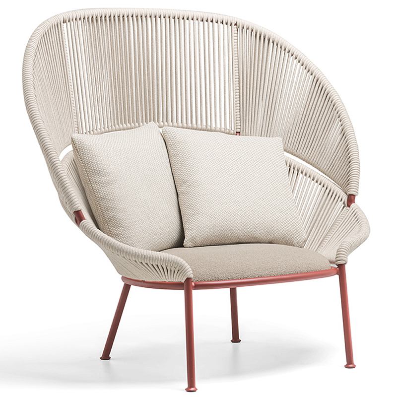 Дизайнерское уличное кресло с веревочной спинкой PETALO Armchair Бежевый Терракотовый Дизайнерское уличное кресло с веревочной спинкой PETALO Armchair Бежевый Терракотовый в Твери | Loft Concept