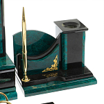 Настольный письменный набор из змеевика тёмно-зелёного цвета с декором в виде орла Successful Leader варинант исполнения - 5 | Loft Concept в Твери