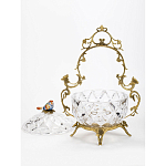 Конфетница с бронзовой ручкой и фарфоровой птичкой на крышке Eden Garden варинант исполнения - 2 | Loft Concept в Твери