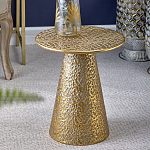 Журнальный столик с конусообразной основой и текстурной поверхностью золотого цвет Ethnic Metal варинант исполнения - 3 | Loft Concept в Твери