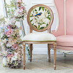 Стул бежевый из натурального бука с изображением птиц и цветов Blooming Blue Birds варинант исполнения - 3 | Loft Concept в Твери