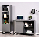 Стеллаж книжный цвета графит с 3-мя открытыми полками и дверкой Strict Lines варинант исполнения - 4 | Loft Concept в Твери