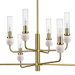 Люстра с 8-ю плафонами в форме стеклянных трубок и мраморных декоративных элементов Montreal варинант исполнения - 6 | Loft Concept в Твери