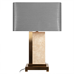 Настольная лампа с основанием из натурального камня c серым прямоугольным абажуром Lapis Tiburtinus варинант исполнения - 1 | Loft Concept в Твери