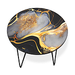 Стол журнальный с круглой столешницей из стекла Gold and Black Marble варинант исполнения - 2 | Loft Concept в Твери