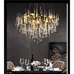 Люстра черная с прозрачными стеклянными подвесками в форме капель FAIRYTREE Light варинант исполнения - 4 | Loft Concept в Твери