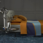 Плед из хлопка синего цвета с абстрактным принтом Elysian Flow Ocean варинант исполнения - 6 | Loft Concept в Твери