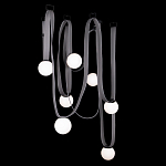 Подвесной светильник с серыми кожаными ремнями и белыми стеклянными плафонами в виде шаров Flos Wireline Lighting варинант исполнения - 8 | Loft Concept в Твери