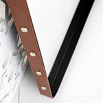 Зеркало прямоугольное в металлической раме с кожаной отделкой Loft in Reflection варинант исполнения - 3 | Loft Concept в Твери