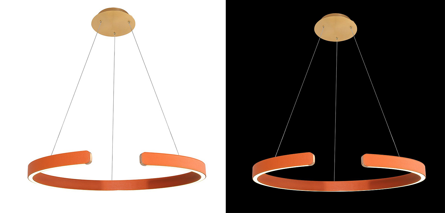 Подвесной светильник Half Ring orange leather Подвесной светильник Half Ring orange leather - Loft-Concept в Твери