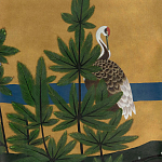 Обои ручная роспись Tsuro Cranes Original colourway on Gold Bullion gilded silk варинант исполнения - 2 | Loft Concept в Твери