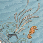 Обои с вышивкой ручной работы Amami Waves Moonbeam colourway on silk moire варинант исполнения - 3 | Loft Concept в Твери