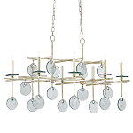 Люстра линейная с круглыми прозрачными подвесками  Horizontal Rectangular Chandelier варинант исполнения - 2 | Loft Concept в Твери