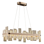 Люстра подвесная прямоугольная с рифлёными прозрачными элементами и золотым основанием Aurea Vista варинант исполнения - 1 | Loft Concept в Твери