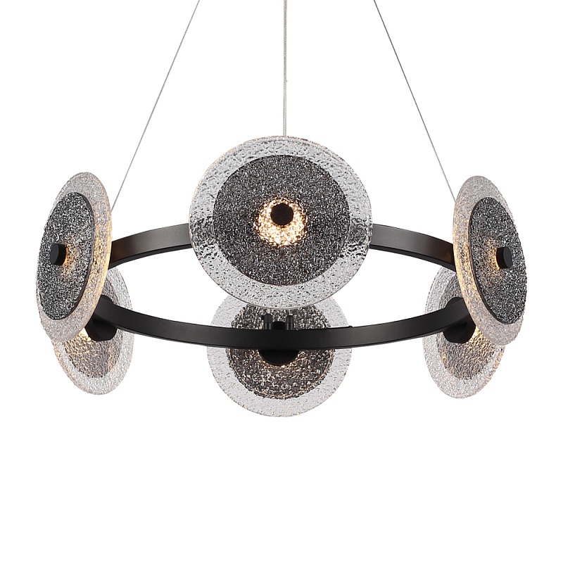 Люстра с плафонами из фактурного двойного стекла Heterochromia Дымчатый (Smoke) Черный в Твери | Loft Concept 
