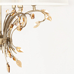 Люстра подвесная круглая с тканевым полупрозрачным абажуром и подвесками 6 ламп Gilded Elegance варинант исполнения - 6 | Loft Concept в Твери