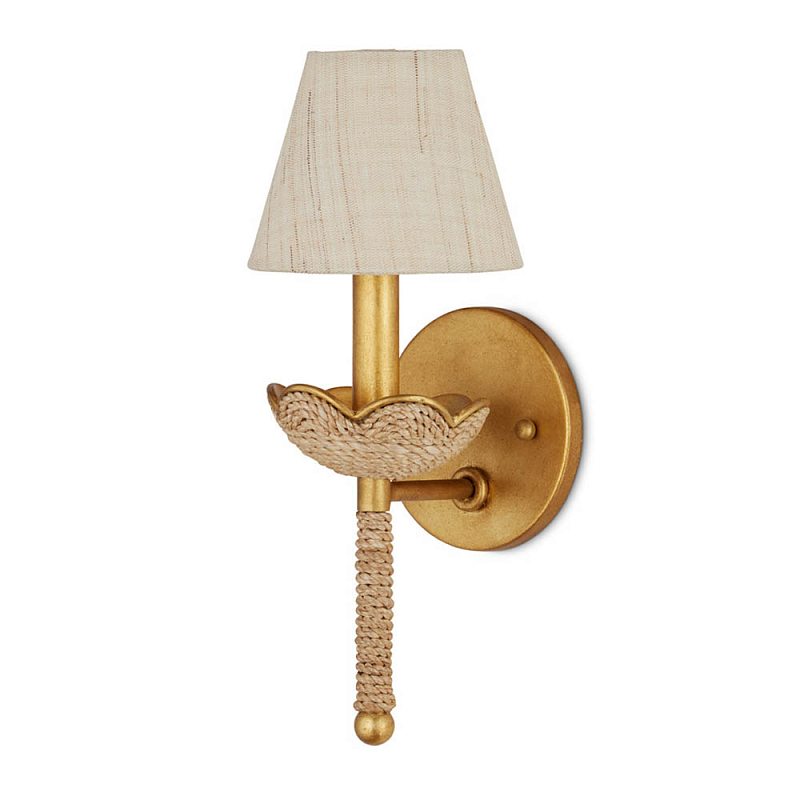 Бра из кованого железа с отделкой плетеной веревкой и сусальным золотом Parisian Style Золотой Бежевый в Твери | Loft Concept 