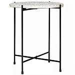 Кофейный столик с круглой разноцветной столешницей на 4-х черных ножках Multicolored Stone Composite варинант исполнения - 1 | Loft Concept в Твери