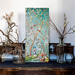 Постер на холсте в стиле шинуазри с изображением сада Chinoiserie Imperial Garden Birds and People Poster варинант исполнения - 3 | Loft Concept в Твери