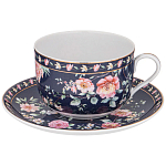 Чайный набор из фарфора синий на 6 персон 12 предметов Flower Porcelain Collection варинант исполнения - 1 | Loft Concept в Твери