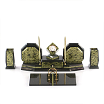 Настольный письменный набор из змеевика с часами и таблетницей Successful Leader варинант исполнения - 1 | Loft Concept в Твери