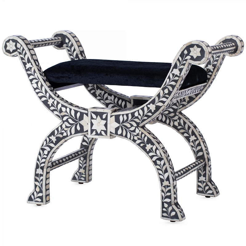 Табурет отделка кость черный BONE INLAY Jenny Stool Черный ivory ( слоновая кость ) Табурет отделка кость черный BONE INLAY Jenny Stool Черный ivory ( слоновая кость ) в Твери | Loft Concept