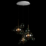 Люстра подвесная с прозрачными бирюзовыми стеклянными шарами и круглым основанием 3 лампы Giopato & Coombes варинант исполнения - 2 | Loft Concept в Твери