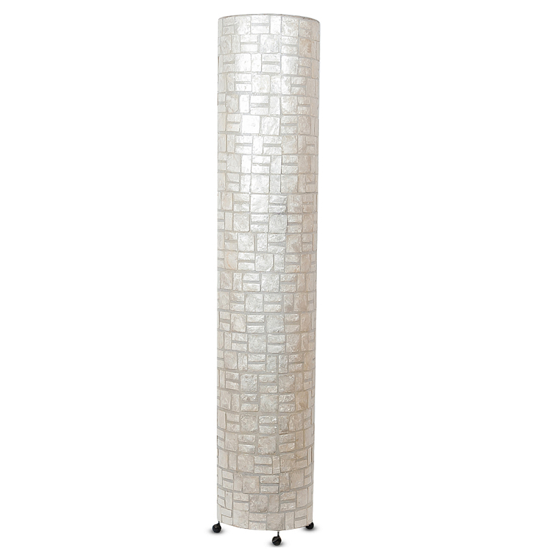 Торшер из перламутра на металлическом каркасе Indonesian Cylinder Перламутровый в Твери | Loft Concept 