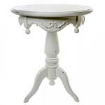 Стол приставной круглый белого цвета из массива бука с легкими потертостями White Provence варинант исполнения - 1 | Loft Concept в Твери