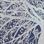 Обои ручная роспись в стиле Арт-деко Windswept Blossom Special Colourway on Dark Blue dyed silk варинант исполнения - 2 | Loft Concept в Твери