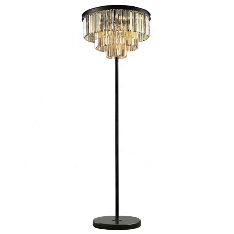 Торшер Odeon Floor Lamp  Черный Мрамор Nero Хром Прозрачное Стекло Серый (Gray) Янтарь (Amber) в Твери | Loft Concept 