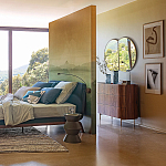 Комод округлой формы с тремя ящиками Walnut and Leather варинант исполнения - 8 | Loft Concept в Твери