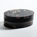 Шкатулка из эпоксидной смолы с цветами черная Epoxy Resin Oval Box Black варинант исполнения - 4 | Loft Concept в Твери
