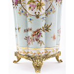 Ваза голубого цвета из фарфора с цветочным рисунком и бронзовой стрекозой Blue Garden варинант исполнения - 3 | Loft Concept в Твери