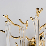 Бра золотого цвета с разветвленными ветвями и длинными прозрачными подвесками в форме стеклянных сосулек Droplet Chandelier варинант исполнения - 5 | Loft Concept в Твери