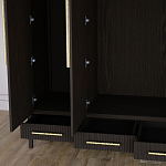 Большой Шкаф Primo Темный орех с 3 дверьми и 3 выдвижными ящиками варинант исполнения - 7 | Loft Concept в Твери