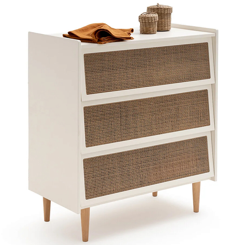 Комод с 3-мя ящиками из ротанга Blais Cream Wicker Furniture Кремовый Коричневый Древесина Комод с 3-мя ящиками из ротанга Blais Cream Wicker Furniture Кремовый Коричневый Древесина в Твери | Loft Concept