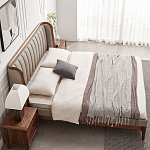 Кровать двуспальная с мягким изголовьем Moon Walnut Bed варинант исполнения - 4 | Loft Concept в Твери