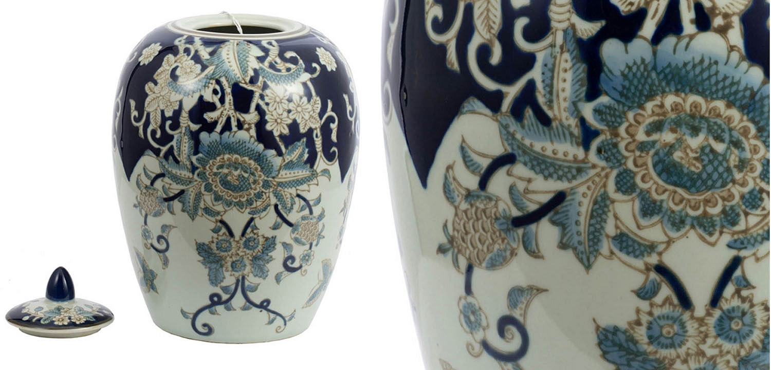 Ваза с крышкой Blue & White Ornament Vase barrel Ваза с крышкой Blue & White Ornament Vase barrel - Loft-Concept в Твери