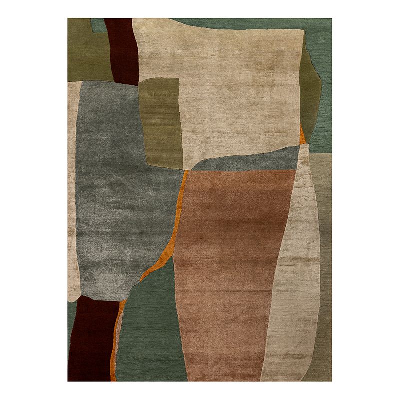 Ковер шелк Manhattan Wool Silk Carpet V Малахит Оливковый Бежевый в Твери | Loft Concept 