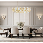 Люстра овальная с многослойными белыми и прозрачными подвесками Character Chandelier варинант исполнения - 6 | Loft Concept в Твери